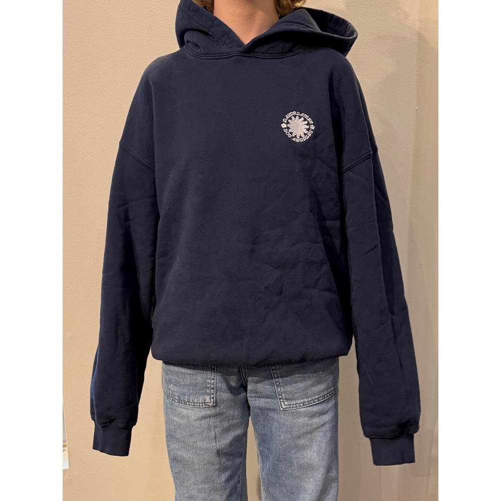 Daydreamer Los Angeles Sun Logo Embroidered Navy Blue Oversized Hoodie